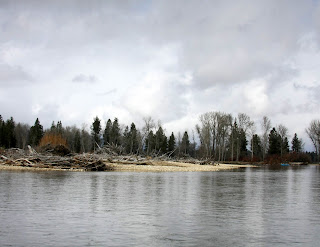 Blue raft fishing a hole on the Bitterroot River - far right