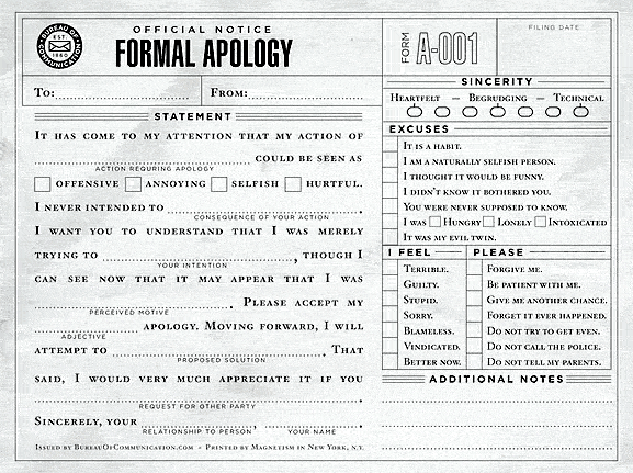 Formal Apology Form