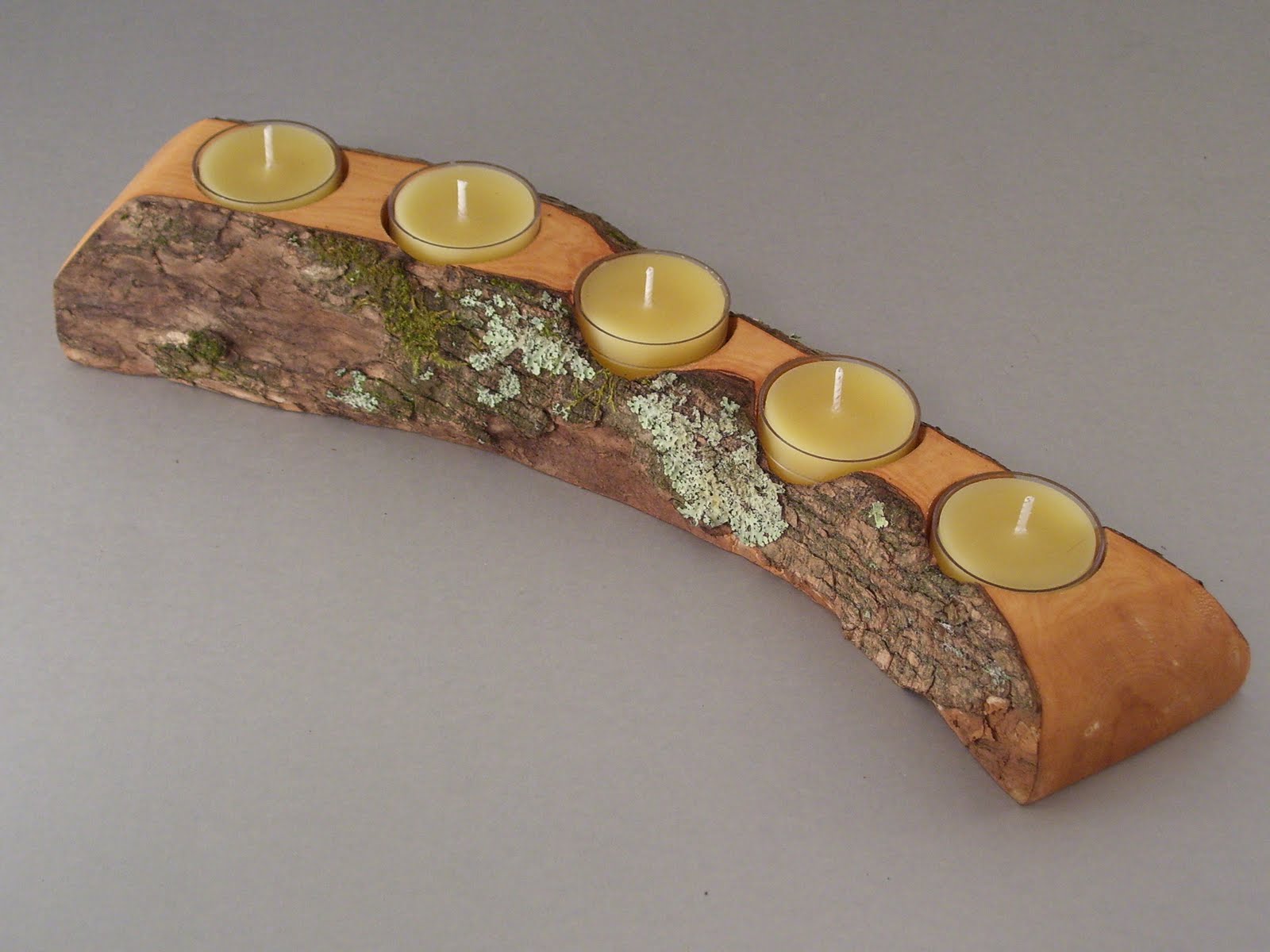 ByDan Woodworks Mountain Laurel Split Log Candle Holder Features Five