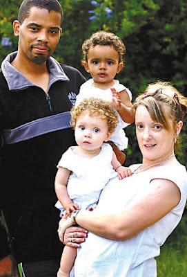 Twins with mixed couple white black and British family