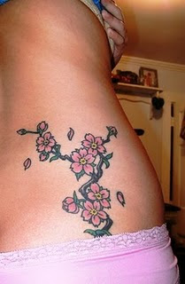 Japanese Cherry Blossom Tattoo on Female Side Body