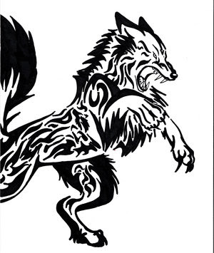 Wolf Tribal Tattoo design