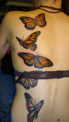 Butterfly Tattoo Design on Female Back