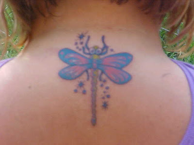 Dragonfly Tattoo Design on Girls Neck