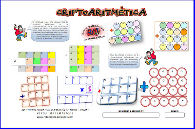 Criptoaritmética, Alfamética, Alfamético, Criptoproducto, Criptomultiplicación, Criptosumas