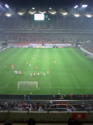 The yellow streak left of the upright is the ball, just before a great save by UAE keeper