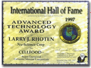 1997 Cellfood received Award from International Hall of Fame