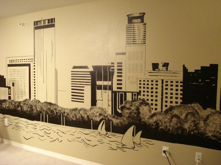 Ramen Rainbow Minneapolis Skyline Wall Mural! Mpls MN 2010