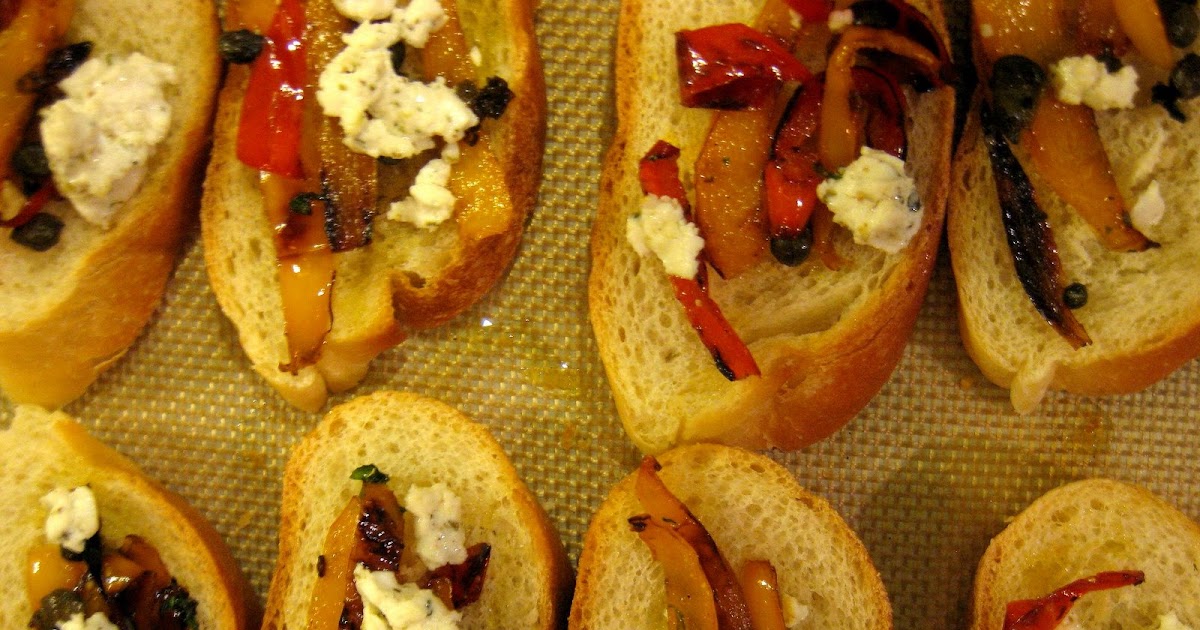 Anne Strawberry Bruschetta with Sauteed Sweet Peppers and Goat Cheese