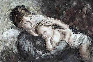افتراضي  الامومة هبة من الله سبحانه وتعالى Mother+child+portrait+oil+painting