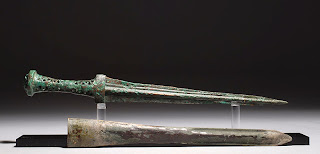 Ancient Luristan openwork bronze ritual dagger