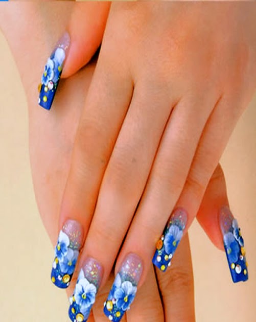 MakeUp Pro Nail Art Blue Flowers