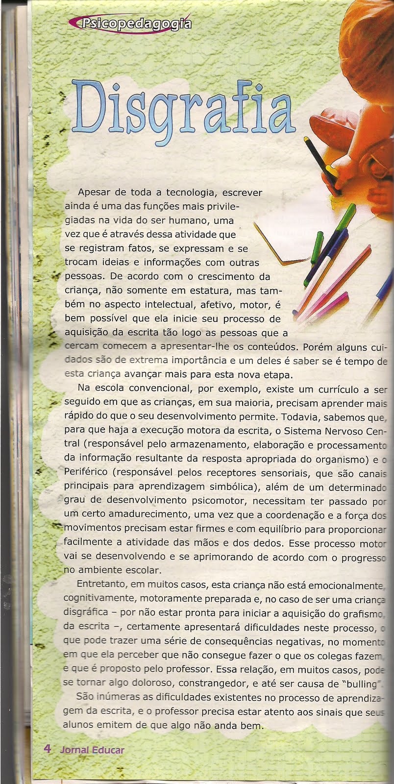 Artigos de psicopedagogia