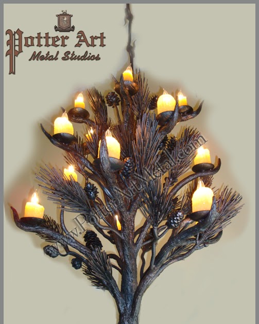 Potter Art Metal Studios Pine Cone Chandelier