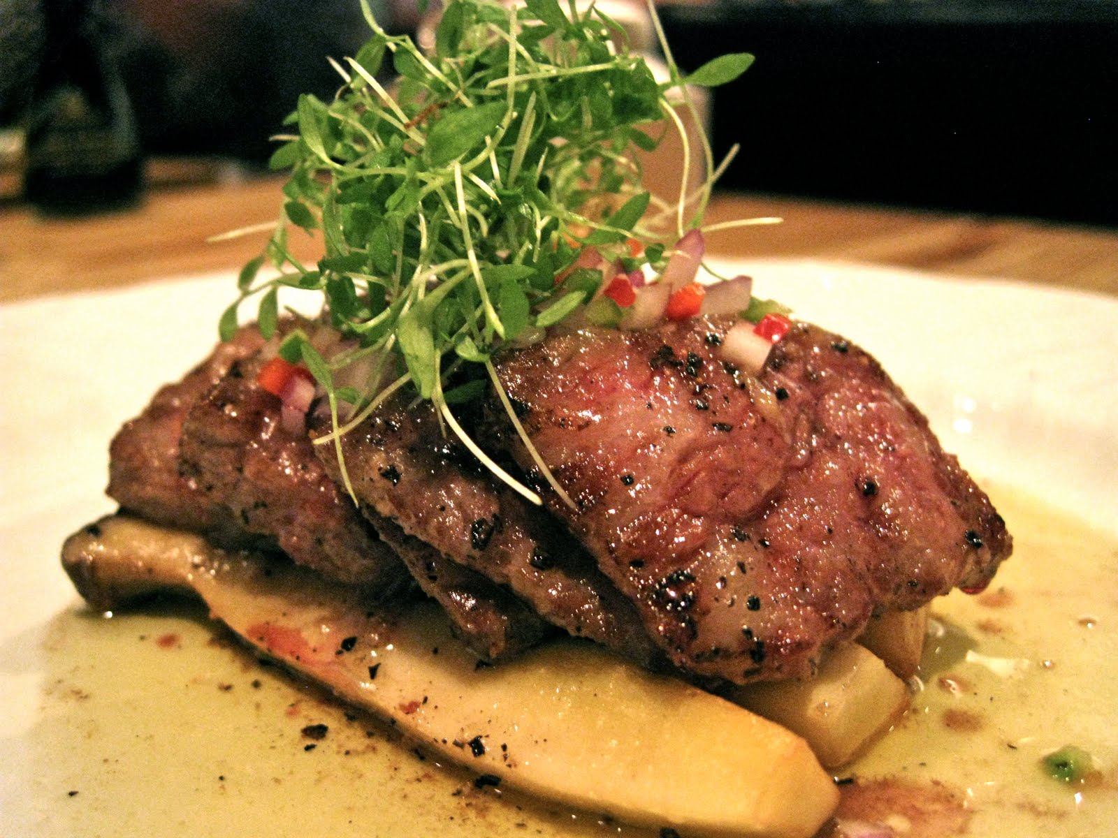 Nobu Steak With Baked Eringi Mushrooms | tastingmenu