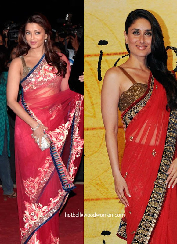 red saree actress