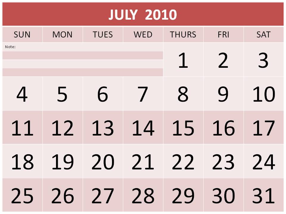 printable calendar 2010