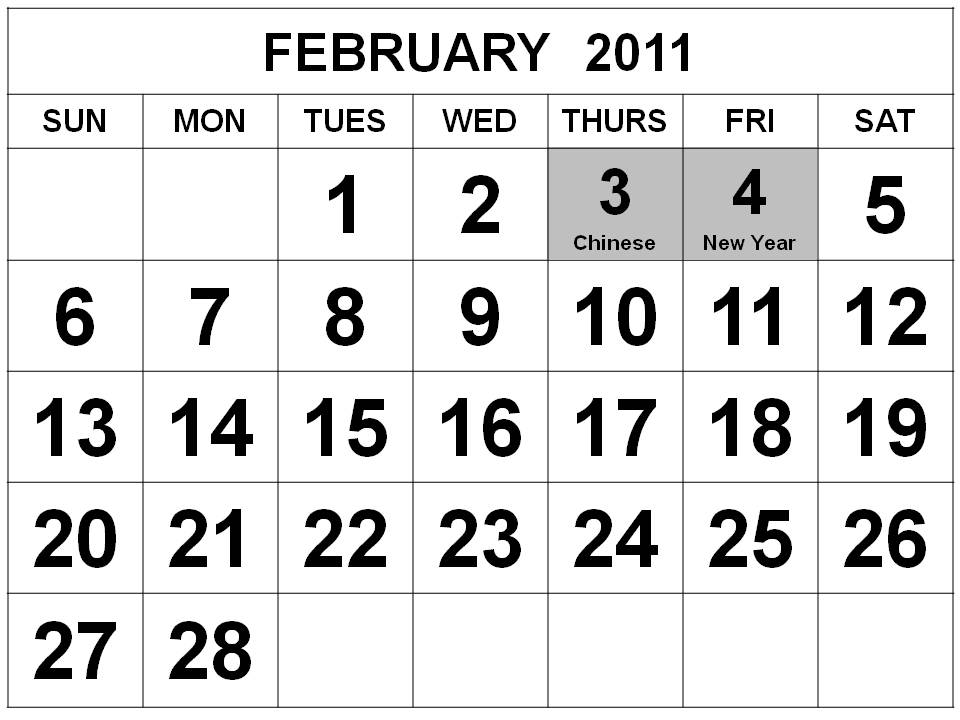 2011 february calendar template. February calendar template