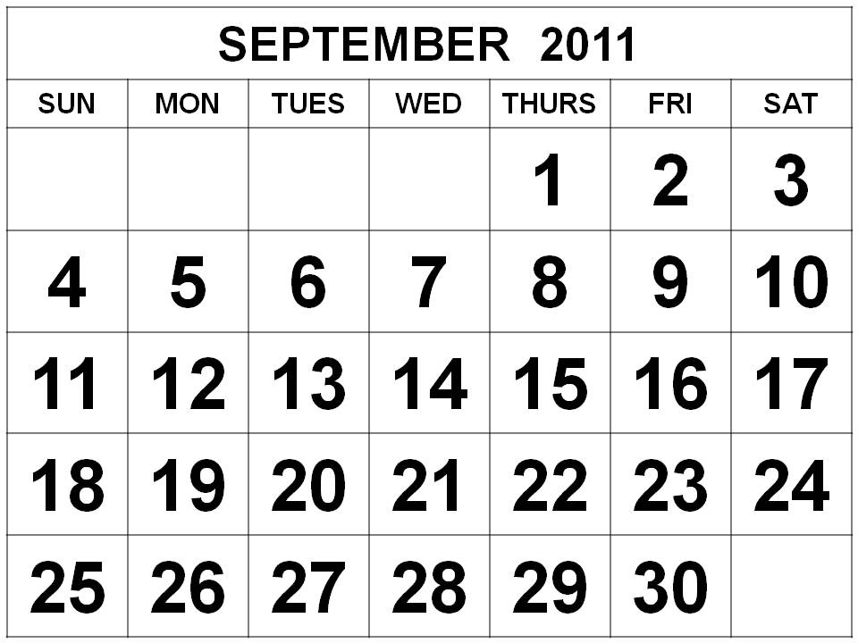 To download and print this Free Monthly Calendar 2011 September :