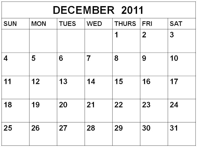 To download and print this Free Monthly Blank Calendar 2011 December: