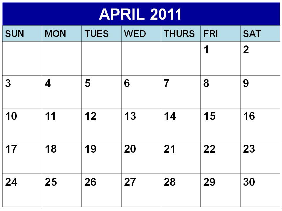 2011 calendar with holidays printable. printable april 2011 calendar