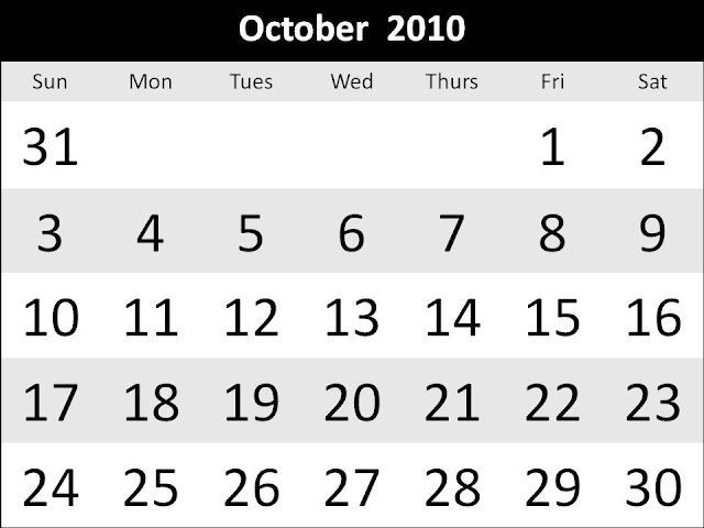 2010 october calendar. Free Singapore 2010 October