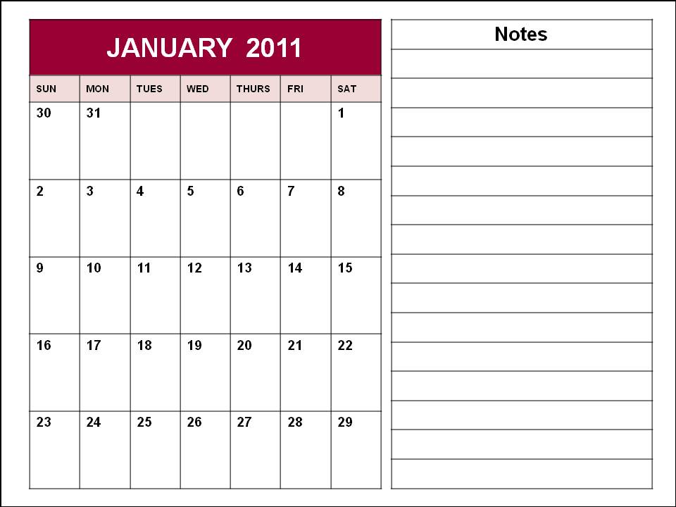 Homemade Blank Calendar 2011