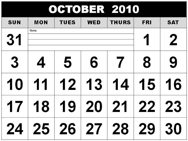 2010 october calendar. Calendar 2010 October