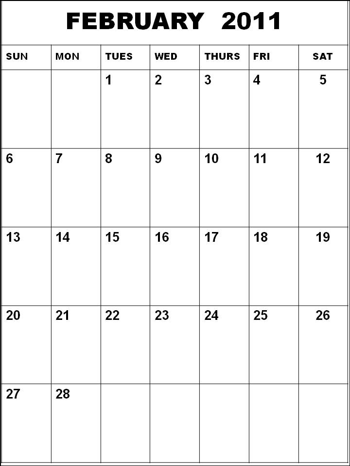 Blank February Calendar