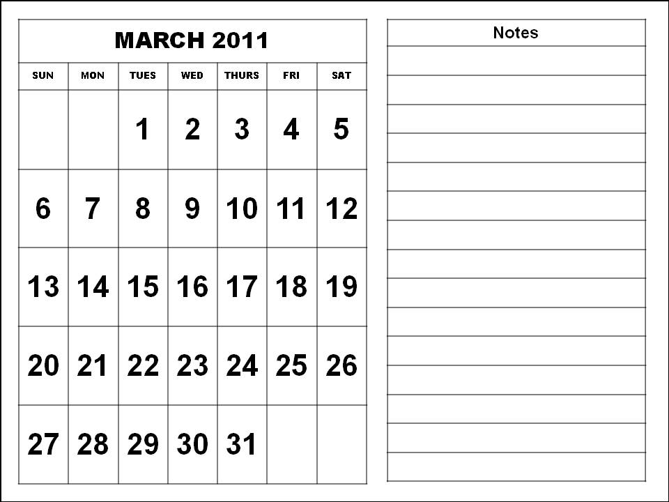 march 2011 calendar holidays