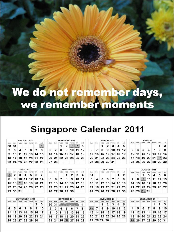 december calendar 2011 with holidays. Free Homemade Singapore 2011