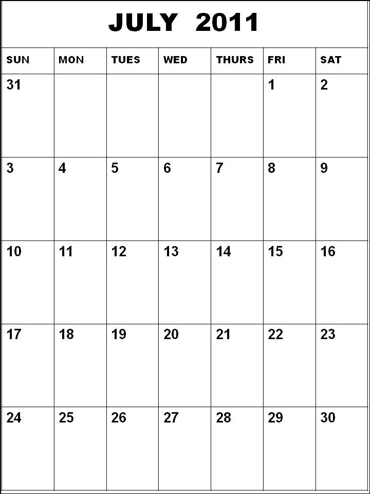 Blank Calendar 2011 July
