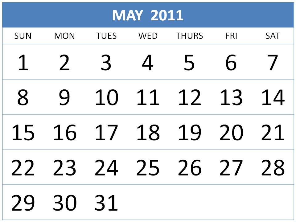 july 2011 monthly calendar