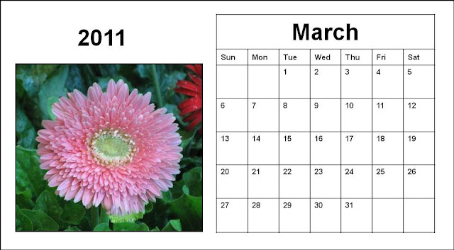 blank calendar 2011 march. Blank March 2011 Calendar