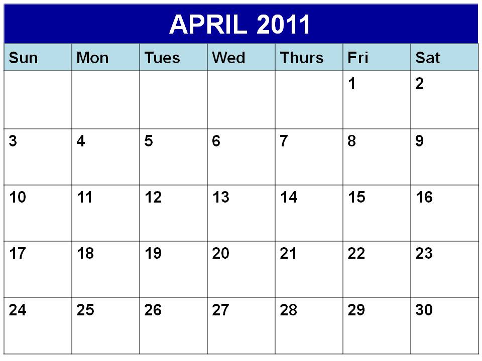 april 2011 calendar template. calendar template april 2011.