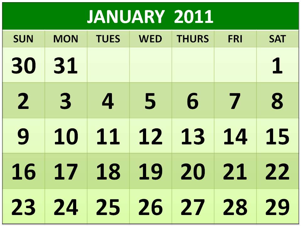 2011 monthly calendar printable. 2011 calendar. January 2011