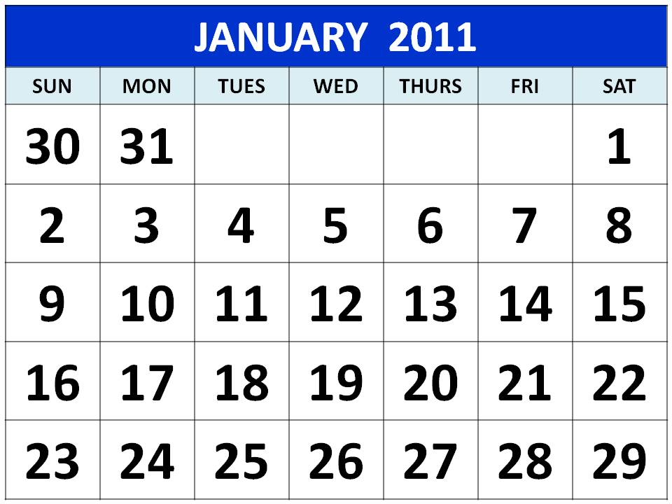 2011 calendar template