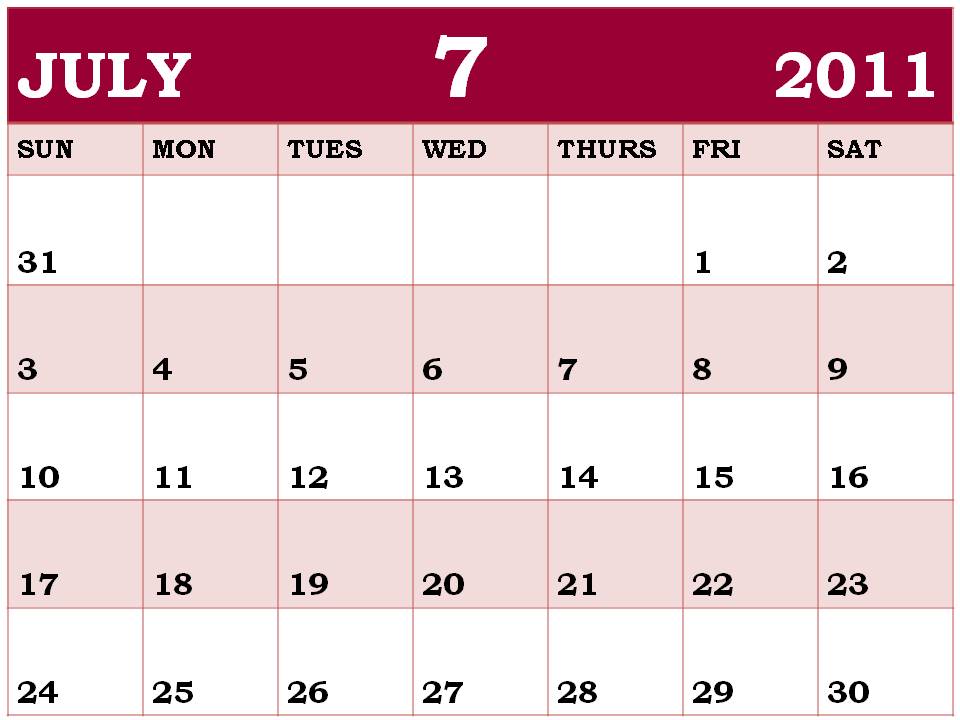 july calendar 2011