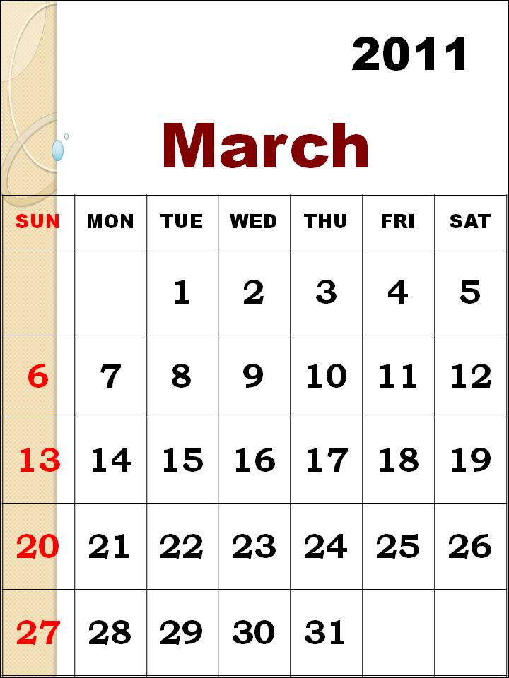 weekly calendar march 2011. iii March+2011+calendar