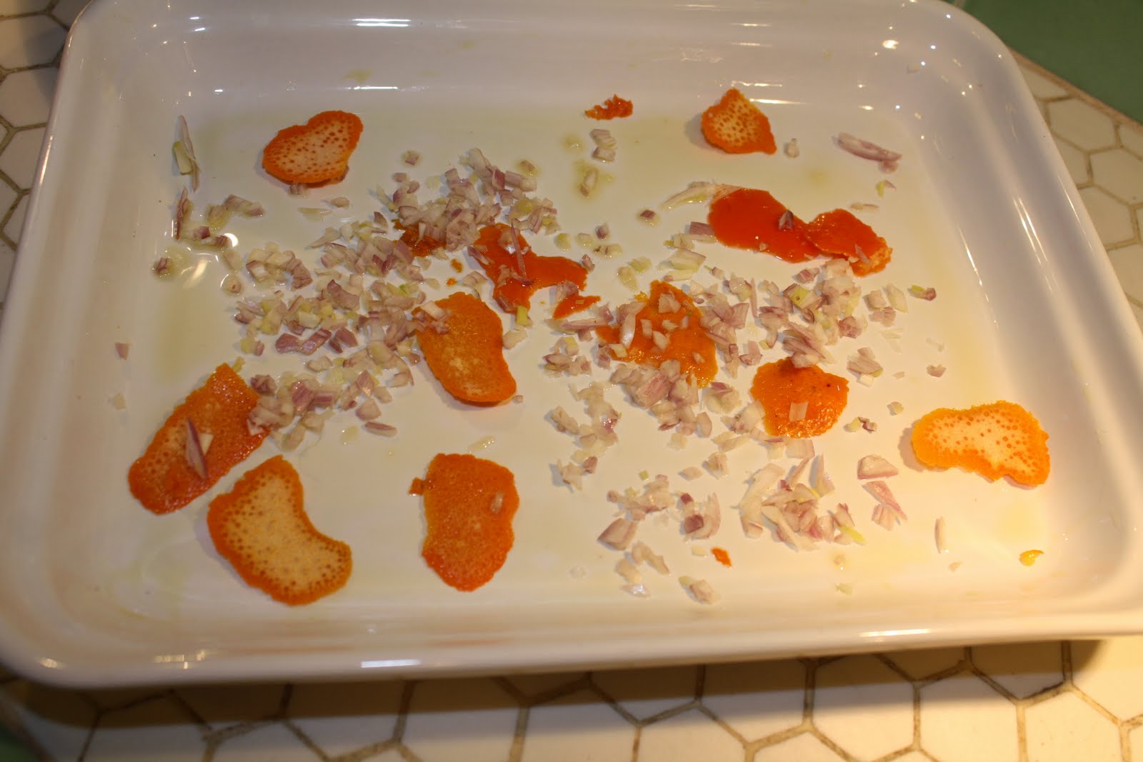 Turquoise Tile Kitchen FlounderWrapped Asparagus with Tangerine Reduction