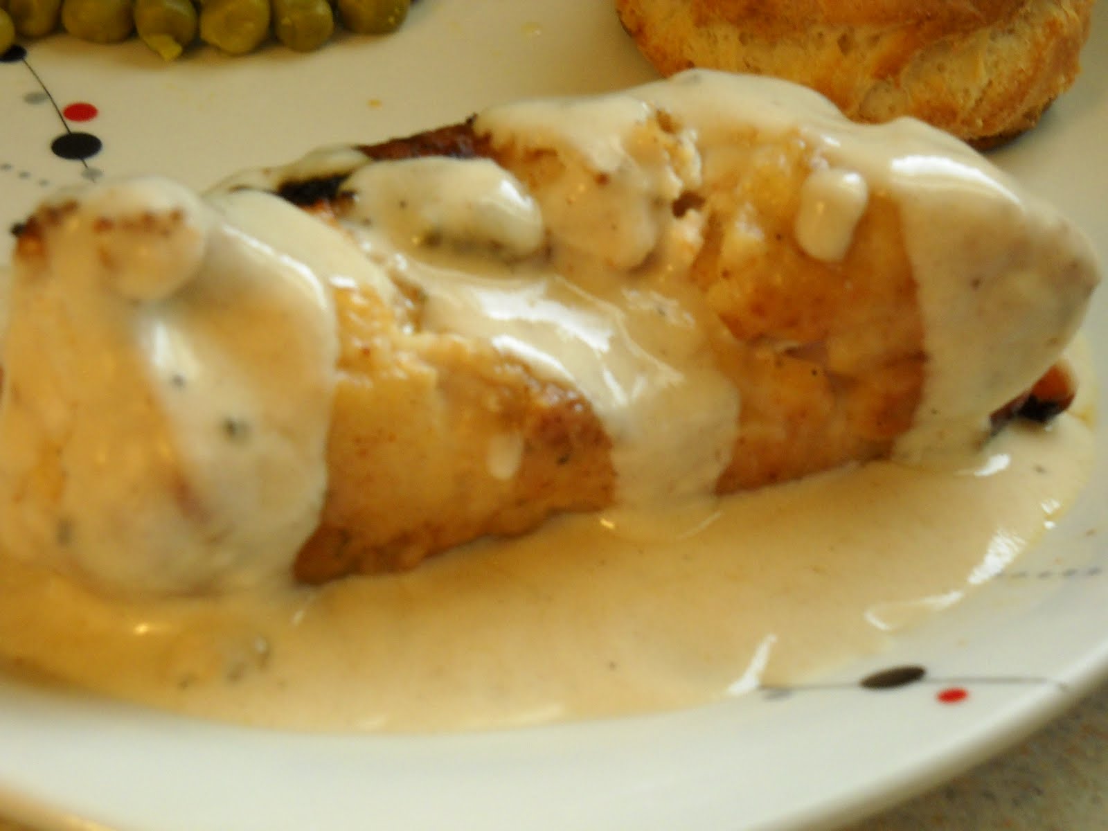 Food vs. Face Chicken Cordon Bleu in white wine cream sauce