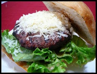 Stirring the Pot: Blogger Burger Club: Caesar Salad and Flank Steak Burgers  with Garlic Crostini
