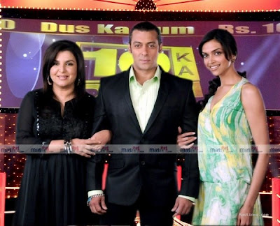 deepika padukone farah 1  Deepika Padukone & Farah Khan With Salman Khan on 10 Ka Dum