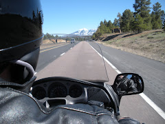 Flagstaff San Francisco Peaks from Motorcycle
