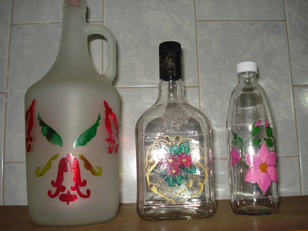 garrafas pintadas à mão