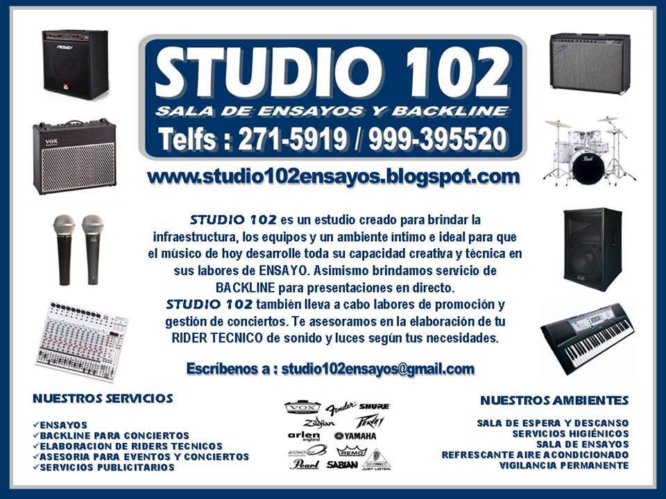 STUDIO 102 - Reservas a los teléfonos : 271-5919  /  999395520