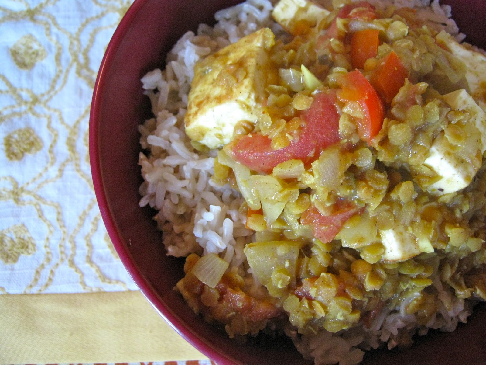 red lentil and tofu curry greens & chocolate