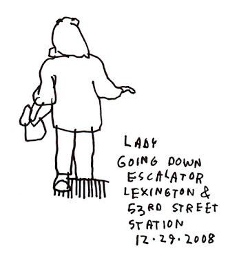 Lady Going Down The Escalator
