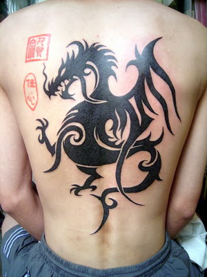 Man Japannesse Tribal Dragon Tattoos