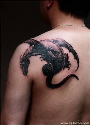black dragon tattoo on the back